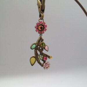 Sorrelli Repurposed Orphan Earring Pink Green Yellow Floral Zipper Purse Charm